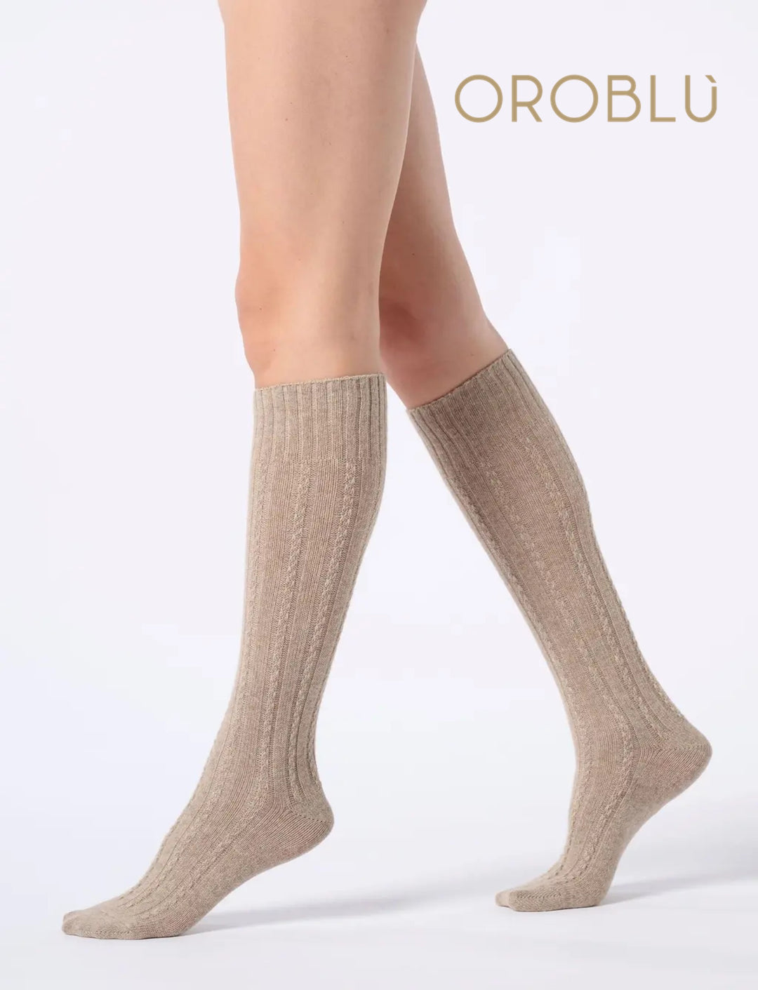 Oroblu Nancy Cashmere Wool Knee High VOBC01694 Beige Melange