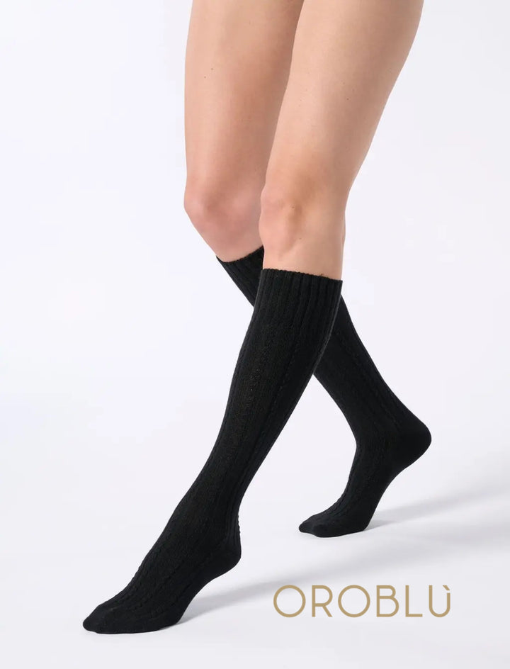 Oroblu Nancy Cashmere Wool Knee High VOBC01694 Black
