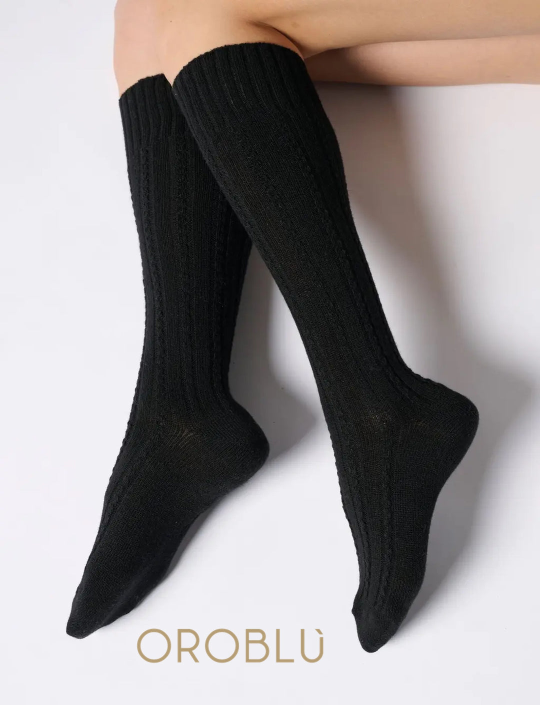 Oroblu Nancy Cashmere Wool Knee High VOBC01694 Black
