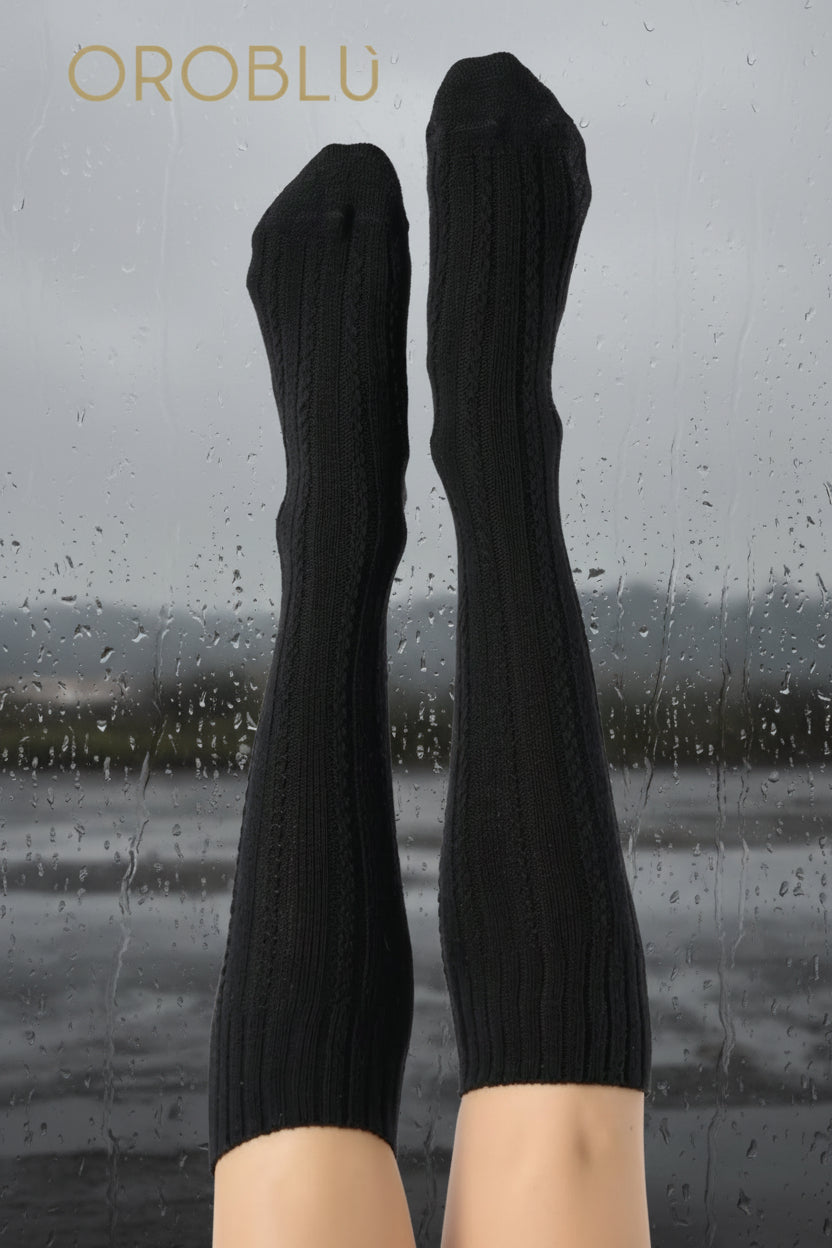 Oroblu Nancy Cashmere Wool Knee High VOBC01694 Black