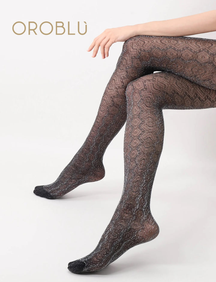 Oroblu Shining Openwork Tights Black VOBC68144 Sale