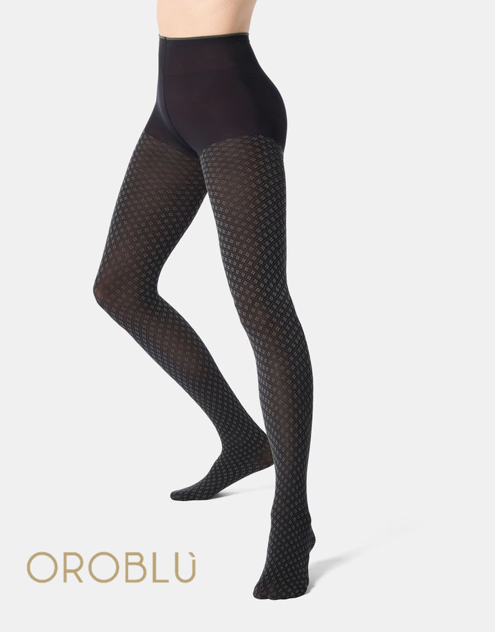 Oroblu Tie Pattern Tight VOBC68256 Black/Military Sale