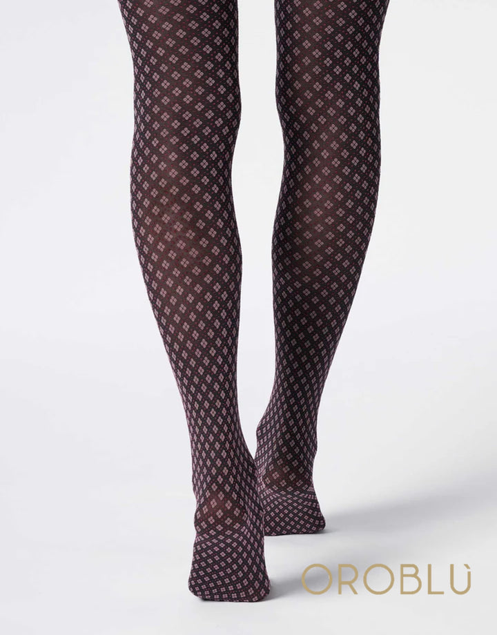 Oroblu Tie Pattern Tight VOBC68256 Black/Rose Sale