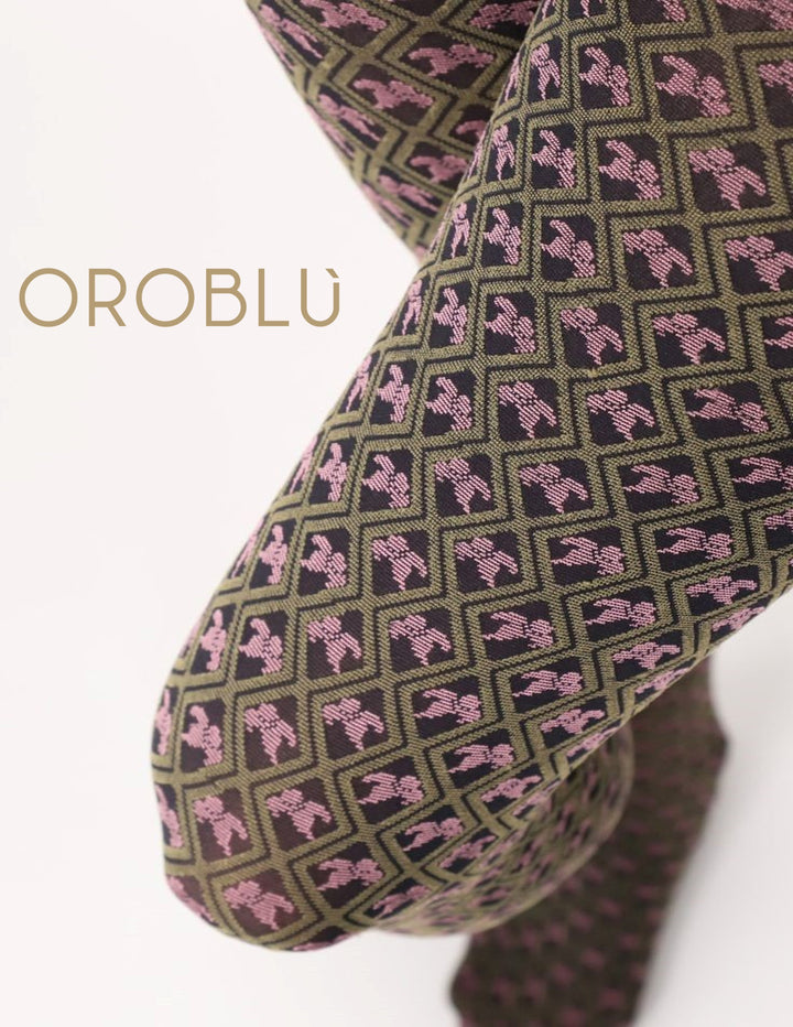 Oroblu Tiny Patterns Tights Military/Peony VOBC67905 Sale