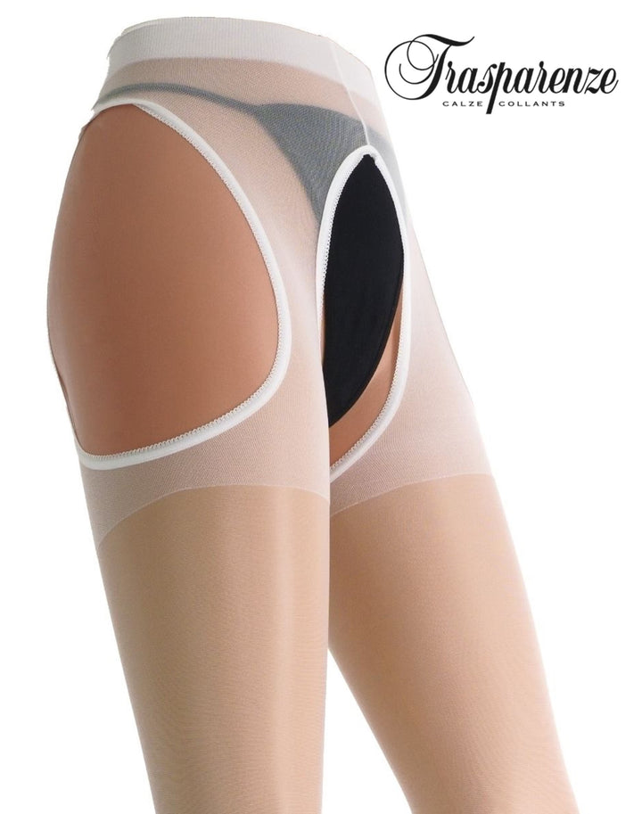 Trasparenze Scandal Strip Panty 15 Denier Tights Bianco Seta
