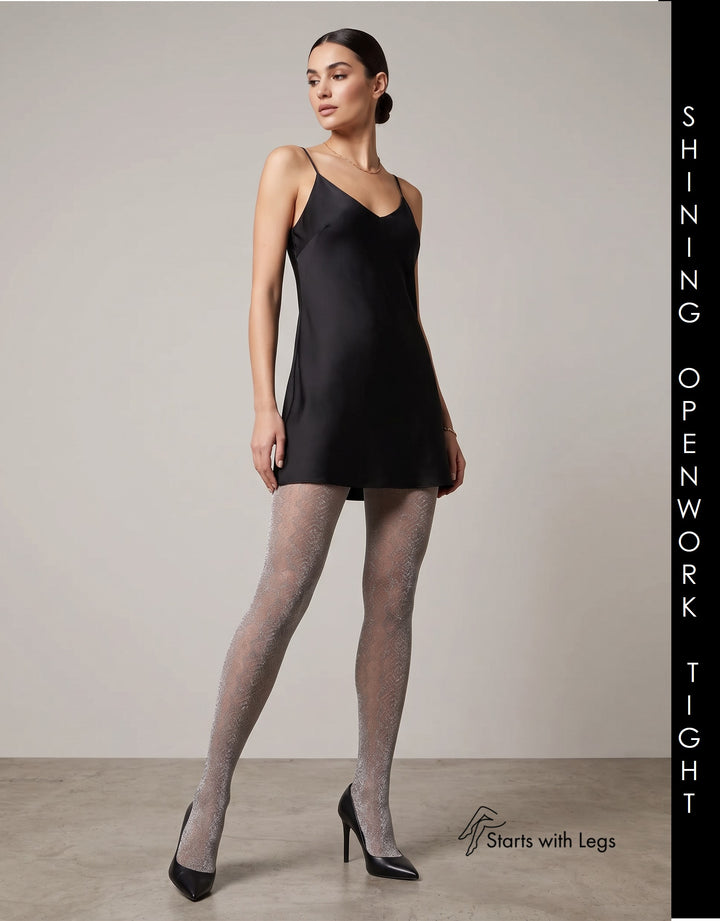 Oroblu Shining Openwork Tights Metal VOBC68144 Sale