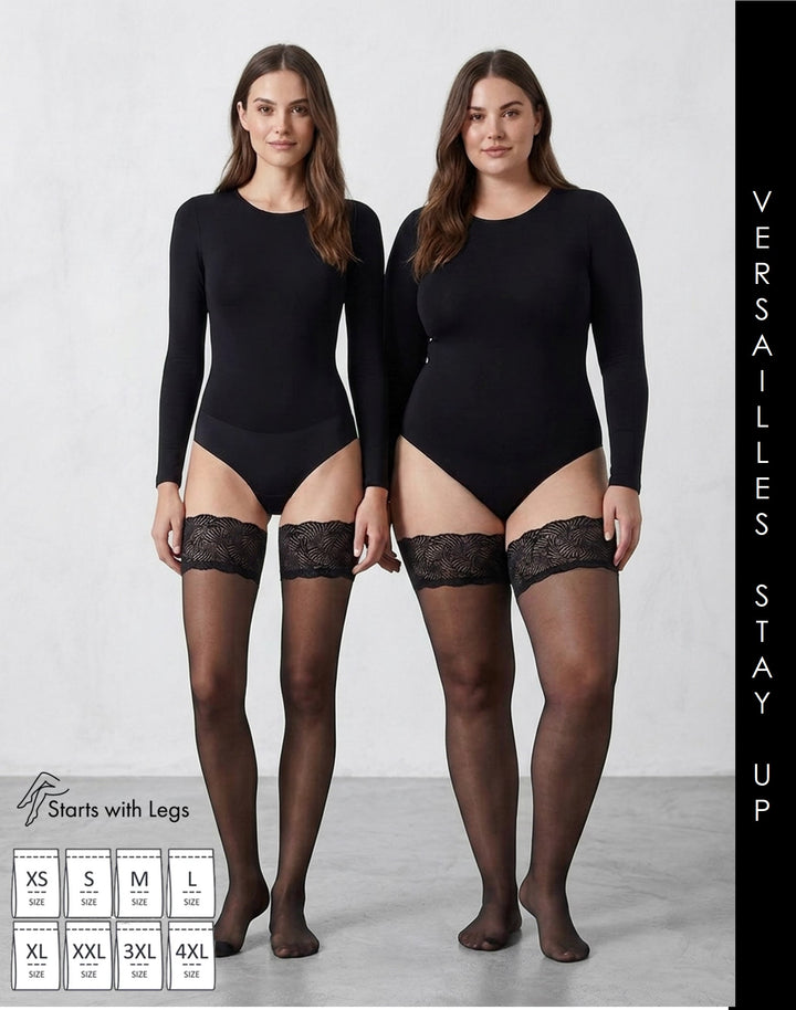Cette Versailles Sheer Stay Ups Black