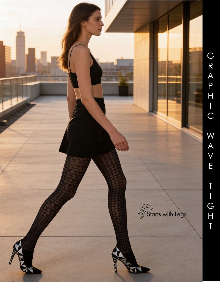 Oroblu Graphic Waves Tight VOBC68254 Black Sale