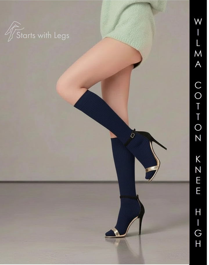 Trasparenze Wilma Cotton Knee High Socks Blu