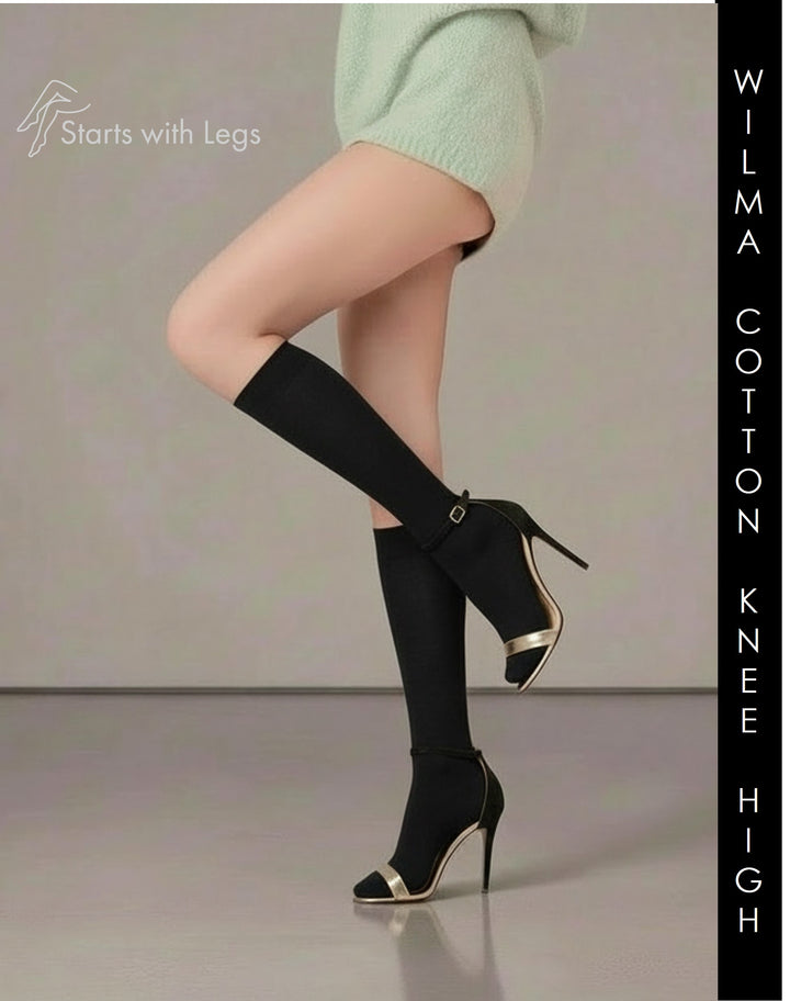 Trasparenze Wilma Cotton Knee High Socks Nero