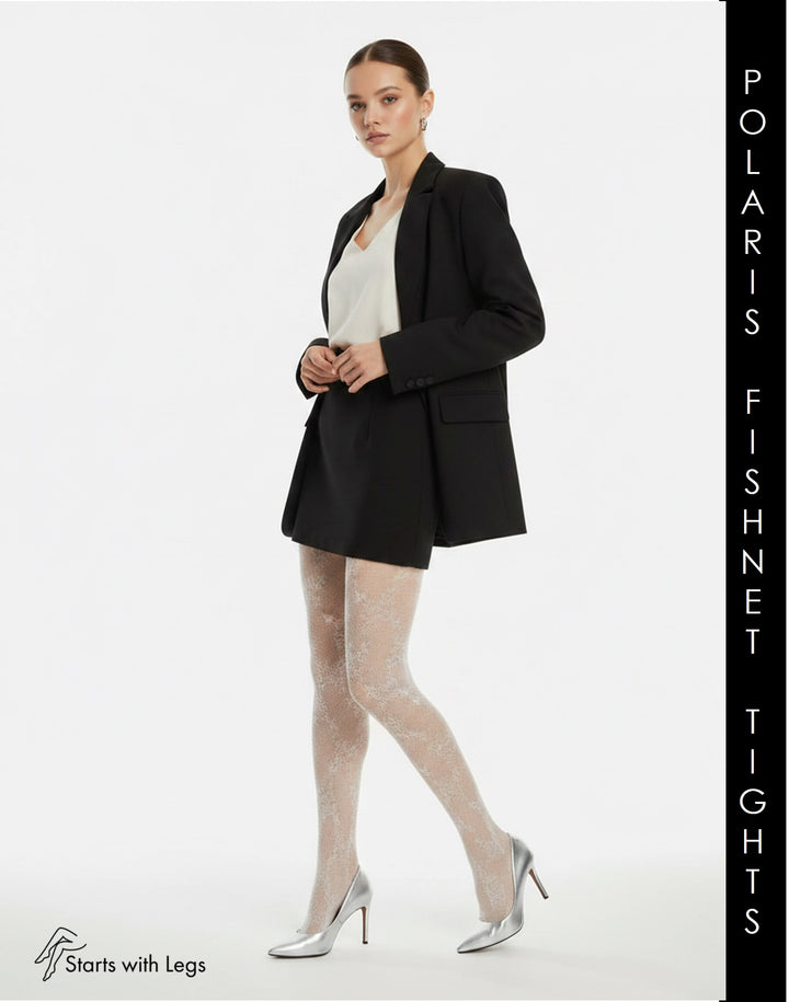 Cette Polaris Floral Fishnet Eco Tights Off White 442-608 SALE