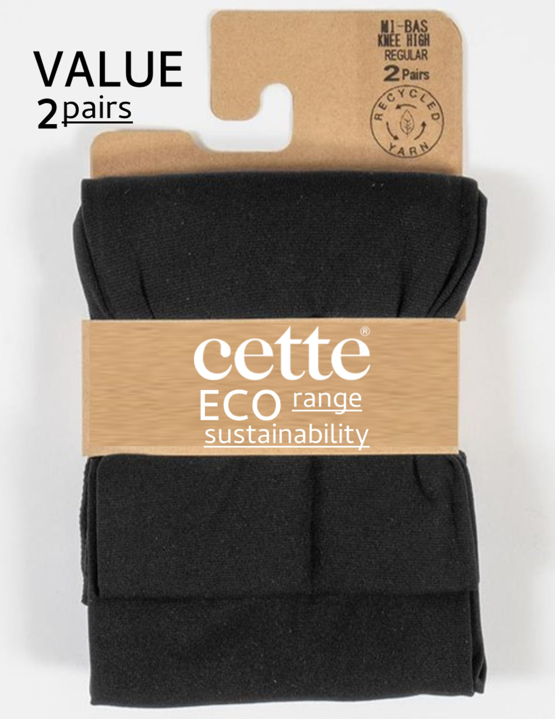 Cette Orleans 60Den Wide Knee High Socks (Value Twin Pack) Black 217-902