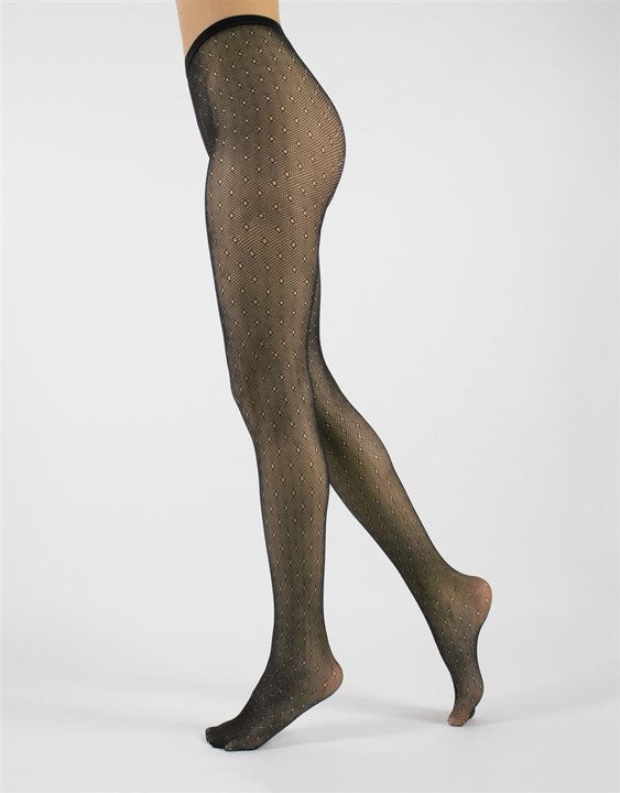 Cette ECO Recyled Yarn Dot Fancy Fishnet Tights Black 440-902 SALE