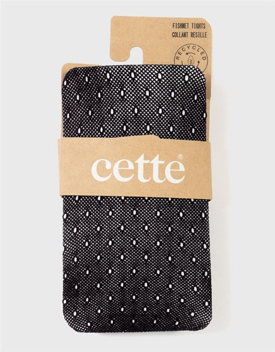 Cette ECO Recyled Yarn Dot Fancy Fishnet Tights Black 440-902 SALE