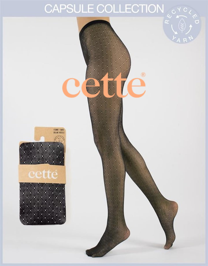 Cette ECO Recyled Yarn Dot Fancy Fishnet Tights Black 440-902 SALE