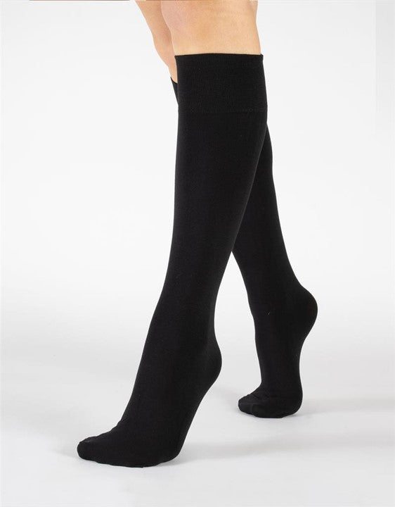Cette Montreux 100Den Plus Size Cotton Knee Highs Black 216-12
