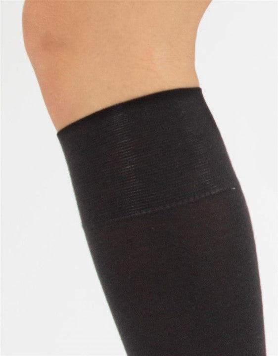 Cette Montreux 100Den Plus Size Cotton Knee Highs Black 216-12