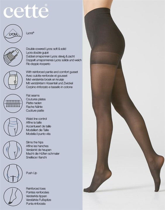 Cette Seattle Regular Waist Sheer Shaping Tights Black