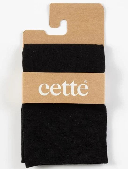 Cette Montreux 100Den Plus Size Cotton Knee Highs Black 216-12