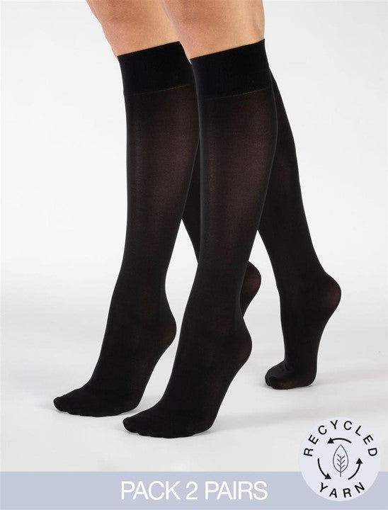 Cette Orleans 60Den Wide Knee High Socks (Value Twin Pack) Black 217-902