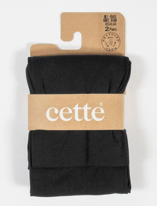 Cette Orleans 60Den Wide Knee High Socks (Value Twin Pack) Black 217-902
